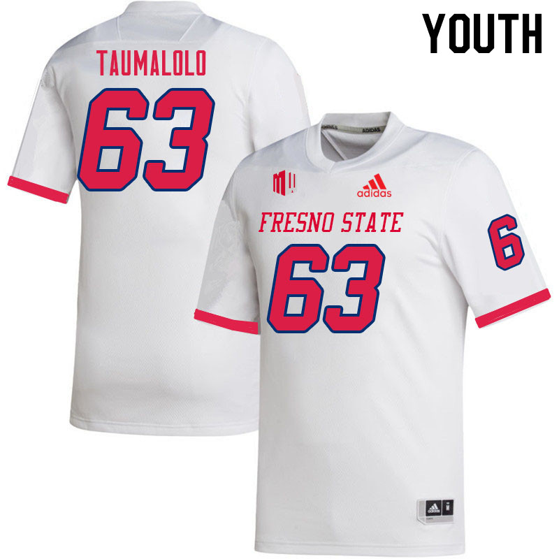 Youth #63 Daniel Taumalolo Fresno State Bulldogs College Football Jerseys Sale-White - Click Image to Close